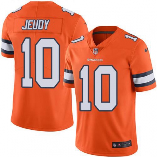 Youth Denver Broncos 10 Jerry Jeudy Orange Stitched Limited Rush Jersey