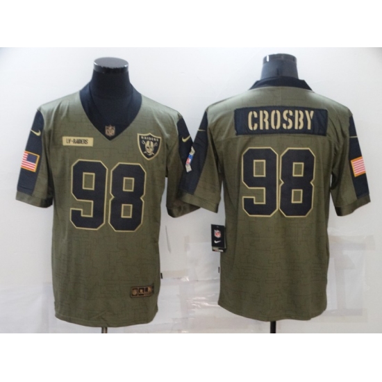 Men's Oakland Raiders 98 Maxx Crosby Nike Olive 2021 Salute To Service Limited Player Jersey