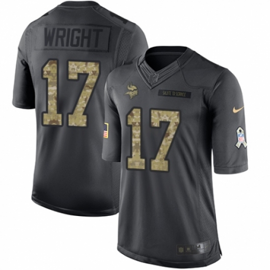 Men's Nike Minnesota Vikings 17 Kendall Wright Limited Black 2016 Salute to Service NFL Jersey