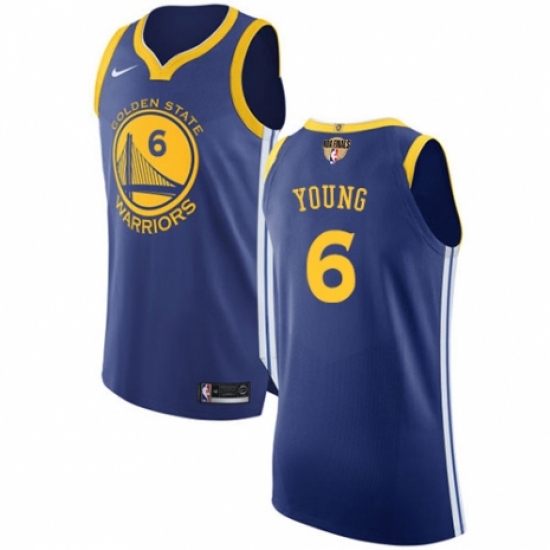 Youth Nike Golden State Warriors 6 Nick Young Authentic Royal Blue Road 2018 NBA Finals Bound NBA Jersey - Icon Edition