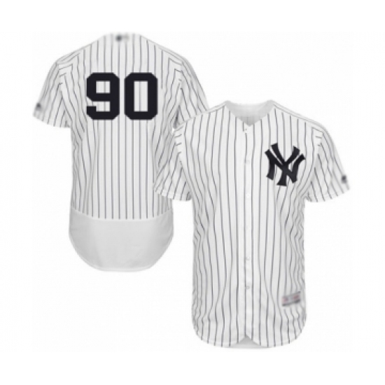Men's New York Yankees 90 Thairo Estrada White Home Flex Base Authentic Collection Baseball Player Jersey