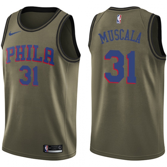 Men's Nike Philadelphia 76ers 31 Mike Muscala Swingman Green Salute to Service NBA Jersey