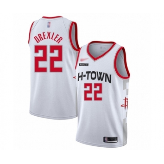 Women's Houston Rockets 22 Clyde Drexler Swingman White Basketball Jersey - 2019 20 City Edition