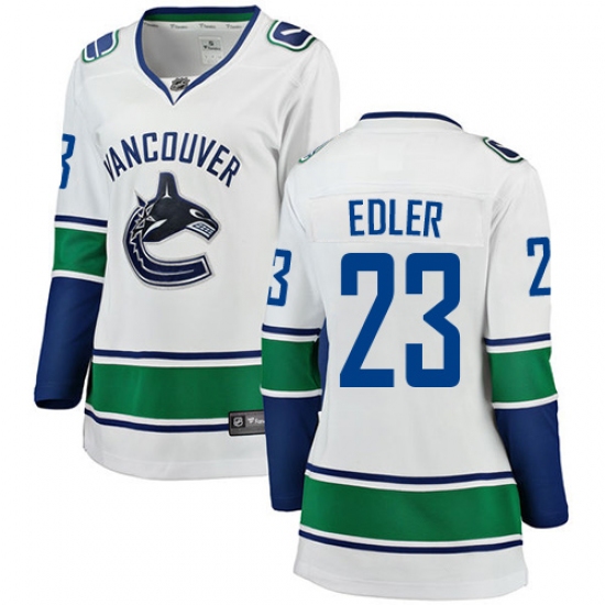 Women's Vancouver Canucks 23 Alexander Edler Fanatics Branded White Away Breakaway NHL Jersey