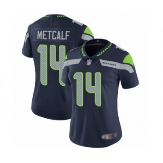 Women's Seattle Seahawks 14 D.K. Metcalf Navy Blue Team Color Vapor Untouchable Limited Player Football Jersey