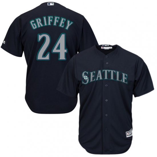Youth Majestic Seattle Mariners 24 Ken Griffey Authentic Navy Blue Alternate 2 Cool Base MLB Jersey