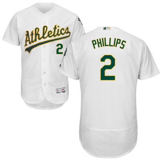 Men's Majestic Oakland Athletics 2 Tony Phillips White Home Flex Base Authentic Collection MLB Jersey