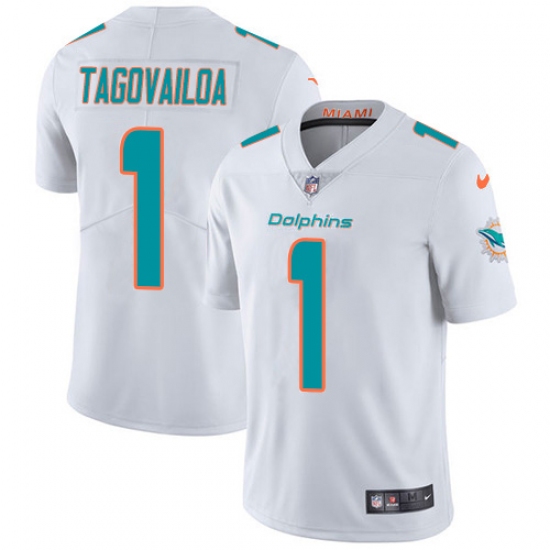 Youth Miami Dolphins 1 Tua Tagovailoa White Stitched Vapor Untouchable Limited Jersey