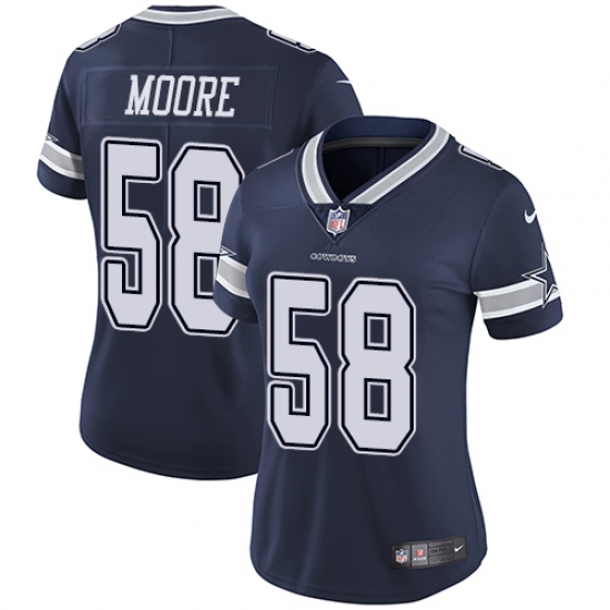 Women's Nike Dallas Cowboys 58 Damontre Moore Navy Blue Team Color Vapor Untouchable Limited Player NFL Jersey
