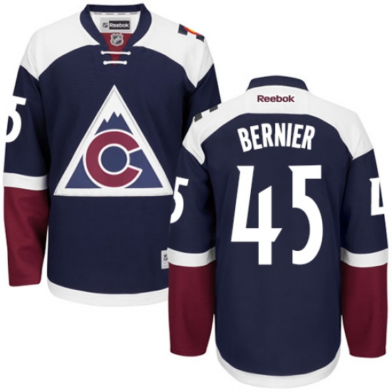 Women's Reebok Colorado Avalanche 45 Jonathan Bernier Authentic Blue Third NHL Jersey