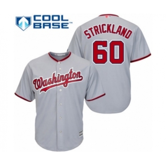 Youth Washington Nationals 60 Hunter Strickland Authentic Grey Road Cool Base Baseball Player Jersey