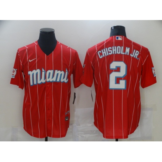 Men's Miami Marlins 2 Jazz Chisholm Nike Red 2021 City Connect Replica Player Jersey