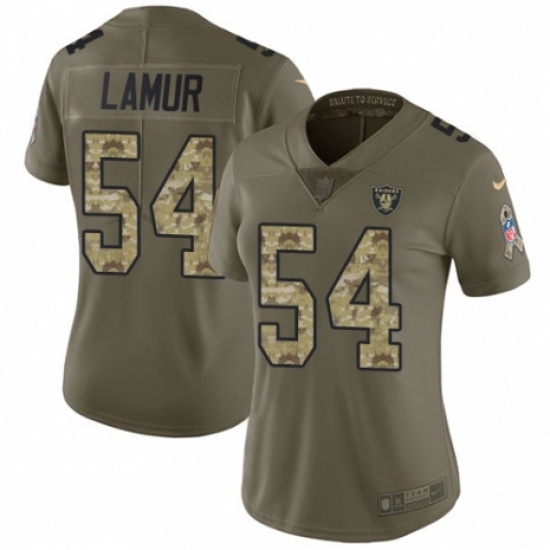 Women's Nike Oakland Raiders 54 Emmanuel Lamur Limited Olive/Camo 2017 Salute to Service NFL Jersey