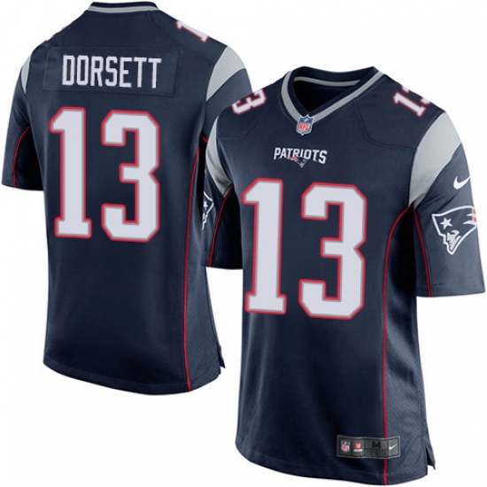 Men's Nike New England Patriots 13 Phillip Dorsett Game Navy Blue Team Color NFL Jersey