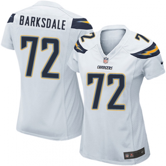 Women's Nike Los Angeles Chargers 72 Joe Barksdale Game White NFL Jersey