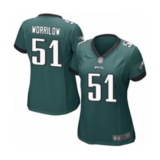 Women's Philadelphia Eagles 51 Paul Worrilow Game Midnight Green Team Color Football Jersey