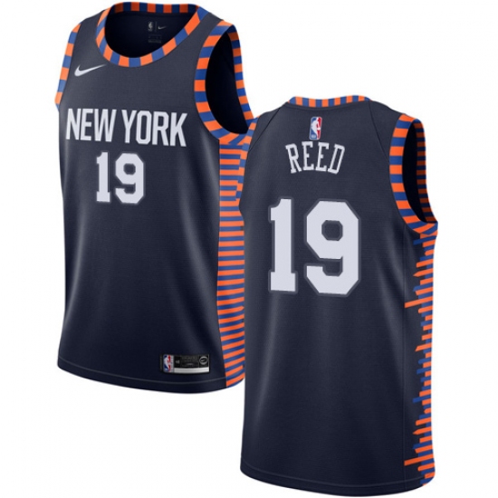 Men's Nike New York Knicks 19 Willis Reed Swingman Navy Blue NBA Jersey - 2018 19 City Edition