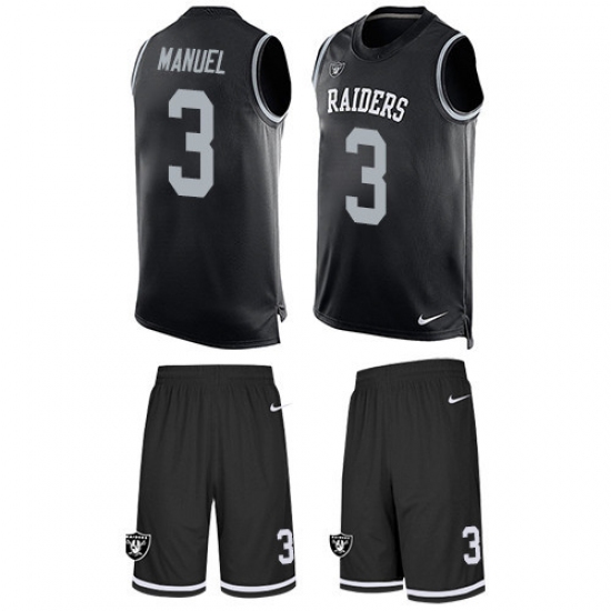 Men's Nike Oakland Raiders 3 E. J. Manuel Limited Black Tank Top Suit NFL Jersey