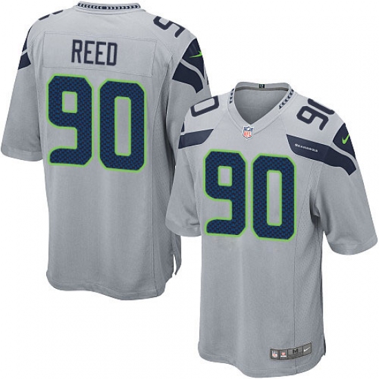 Men's Nike Seattle Seahawks 90 Jarran Reed Game Grey Alternate NFL Jersey