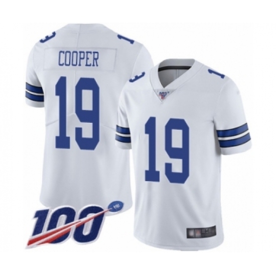 Men's Dallas Cowboys 19 Amari Cooper White Vapor Untouchable Limited Player 100th Season Football Jersey