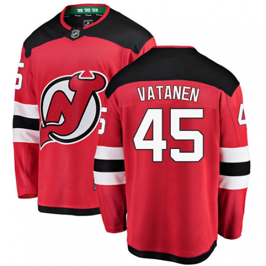 Men's New Jersey Devils 45 Sami Vatanen Fanatics Branded Red Home Breakaway NHL Jersey