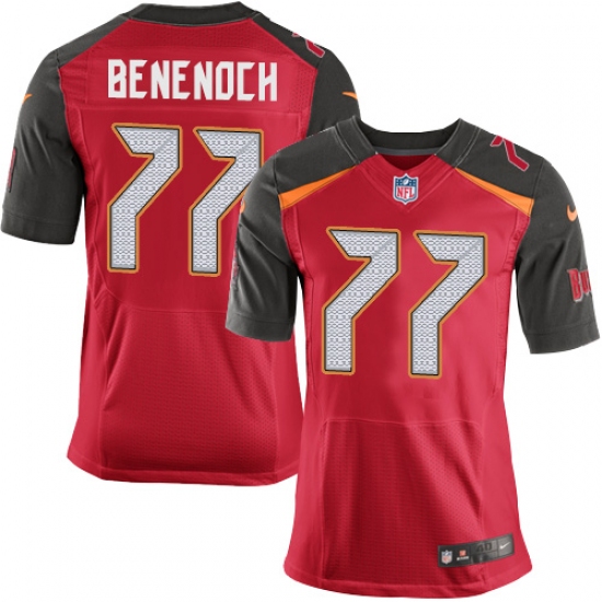 Men's Nike Tampa Bay Buccaneers 77 Caleb Benenoch Elite Red Team Color NFL Jersey