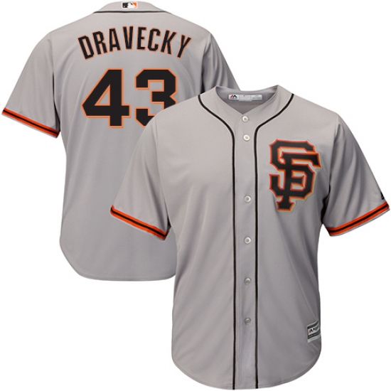 Youth Majestic San Francisco Giants 43 Dave Dravecky Authentic Grey Road 2 Cool Base MLB Jersey