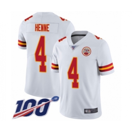 Men's Kansas City Chiefs 4 Chad Henne White Vapor Untouchable Limited Player 100th Season Football Jersey