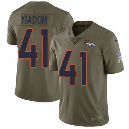 Youth Nike Denver Broncos 41 Isaac Yiadom Limited Olive 2017 Salute to Service NFL Jersey
