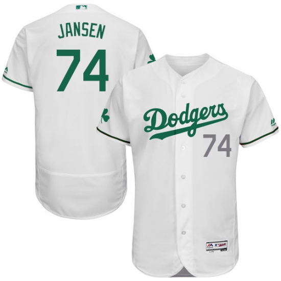 Men's Majestic Los Angeles Dodgers 74 Kenley Jansen White Celtic Flexbase Authentic Collection MLB Jersey