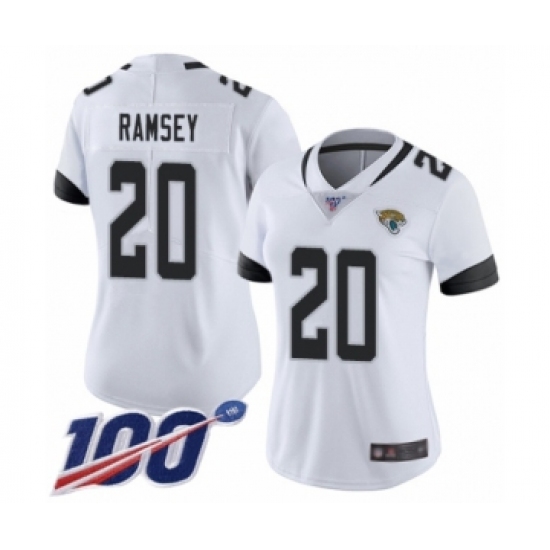 Women's Nike Jacksonville Jaguars 20 Jalen Ramsey White Vapor Untouchable Limited Player 100th Season NFL Jersey