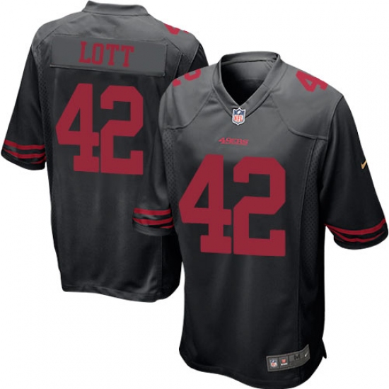 Men's Nike San Francisco 49ers 42 Ronnie Lott Game Black NFL Jersey