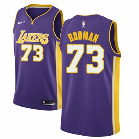 Youth Nike Los Angeles Lakers 73 Dennis Rodman Authentic Purple NBA Jersey - Icon Edition