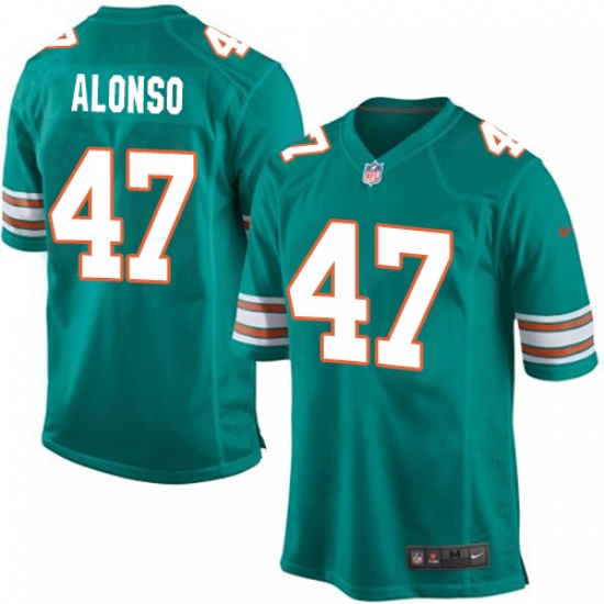 Men's Nike Miami Dolphins 47 Kiko Alonso Game Aqua Green Alternate NFL Jersey