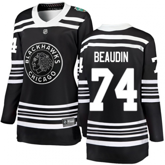 Women's Chicago Blackhawks 74 Nicolas Beaudin Black 2019 Winter Classic Fanatics Branded Breakaway NHL Jersey
