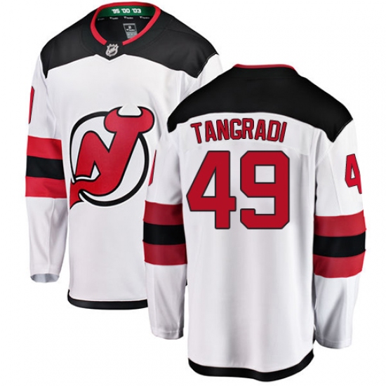 Men's New Jersey Devils 49 Eric Tangradi Fanatics Branded White Away Breakaway NHL Jersey