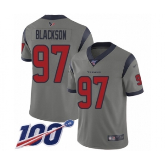 Men's Houston Texans 97 Angelo Blackson Limited Gray Inverted Legend 100th Season Football Jersey