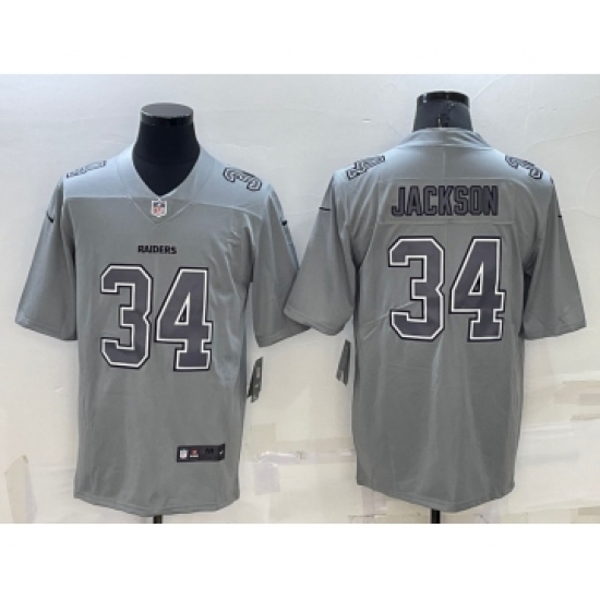 Men's Las Vegas Raiders 34 Bo Jackson Grey Atmosphere Fashion 2022 Vapor Untouchable Stitched Limited Jersey