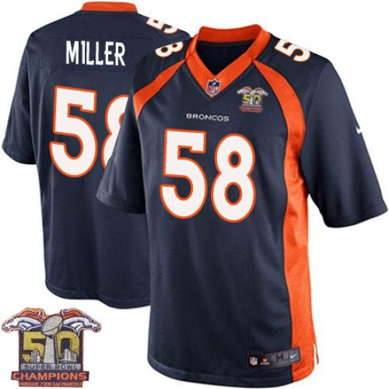 Youth Nike Denver Broncos 58 Von Miller Elite Navy Blue Alternate Super Bowl 50 Champions NFL Jersey
