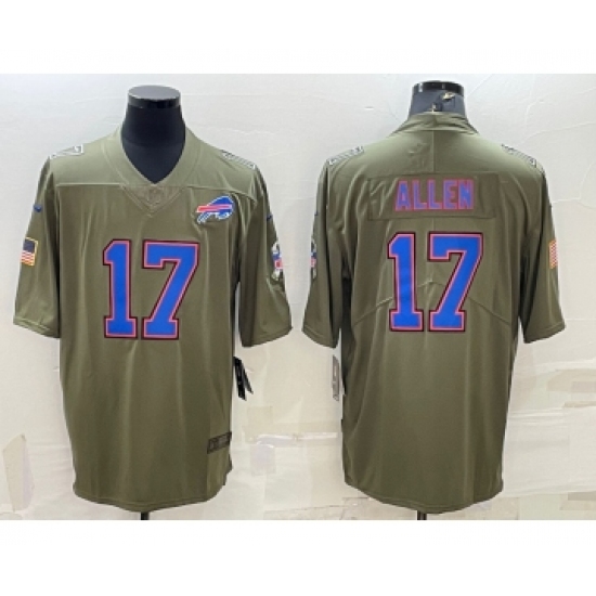 Men's Buffalo Bills 17 Josh Allen Olive Salute To Service Limited Stitched Jersey