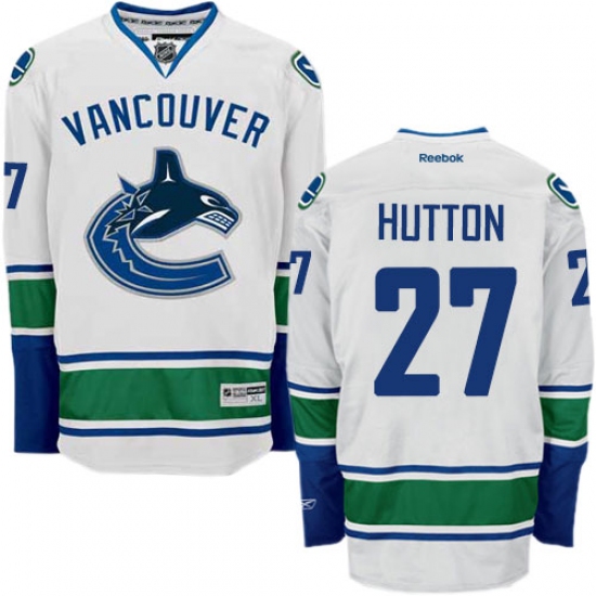 Women's Reebok Vancouver Canucks 27 Ben Hutton Authentic White Away NHL Jersey