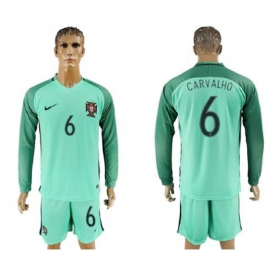 Portugal 6 Carvalho Away Long Sleeves Soccer Country Jersey