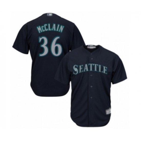 Youth Seattle Mariners 36 Reggie McClain Authentic Navy Blue Alternate 2 Cool Base Baseball Player Jersey