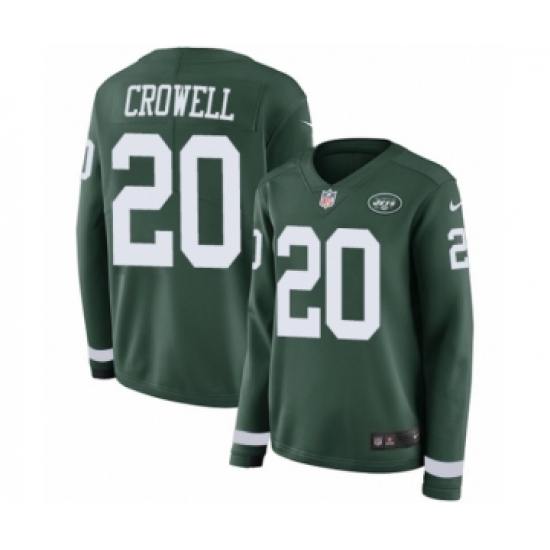 Women's Nike New York Jets 20 Isaiah Crowell Limited Green Therma Long Sleeve NFL Jersey