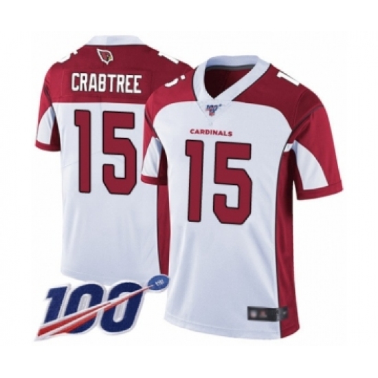 Men's Arizona Cardinals 15 Michael Crabtree White Vapor Untouchable Limited Player 100th Season Football Jersey