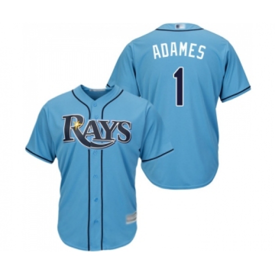 Men's Tampa Bay Rays 1 Willy Adames Replica Light Blue Alternate 2 Cool Base Baseball Jersey