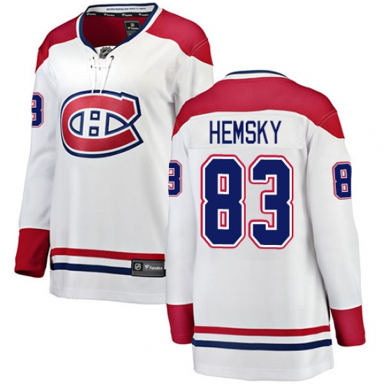 Women's Montreal Canadiens 83 Ales Hemsky Authentic White Away Fanatics Branded Breakaway NHL Jersey