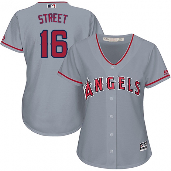 Women's Majestic Los Angeles Angels of Anaheim 16 Huston Street Authentic Grey Road Cool Base MLB Jersey