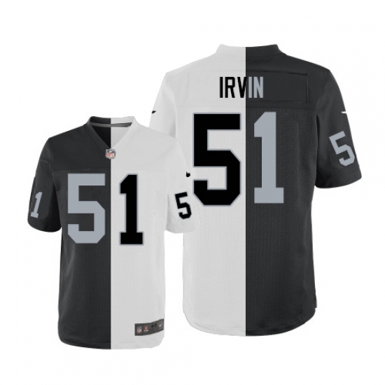 Men's Nike Oakland Raiders 51 Bruce Irvin Elite Black/White Split Fashion NFL Jersey