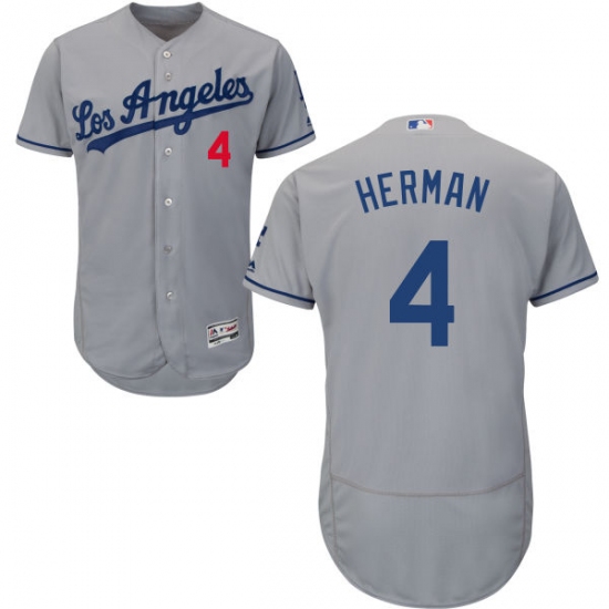 Men's Majestic Los Angeles Dodgers 4 Babe Herman Grey Flexbase Authentic Collection MLB Jersey